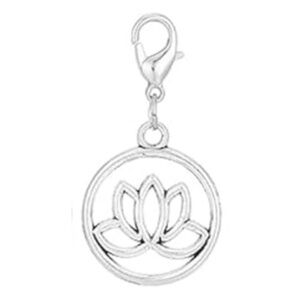 🪷 NEW Silver Lotus Flower Mini Bag Charm/ Zipper Pull Charm/ Keychain